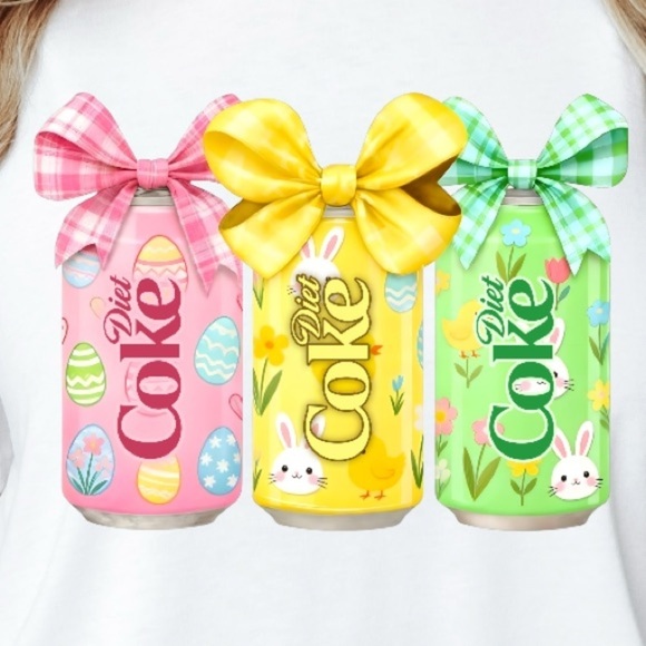 Tops - Easter Peeps Diet Coke Shirt with Bows Pastel Bunny